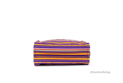 Marc Jacobs The Striped Traveler Tote Medium Purple Cotton Canvas Handbag Purse